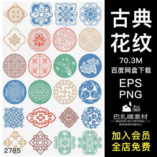 中式古典复古宫廷边框传统纹样花纹镂空图案龙凤云AI矢量设计素材