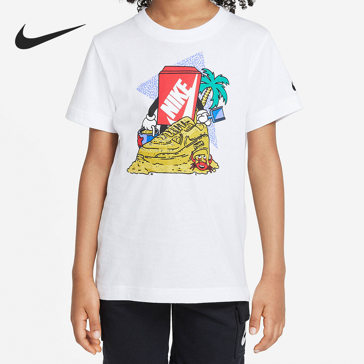 Nike/耐克正品2022春季新款小童透气休闲圆领宽松短袖DM3577-100