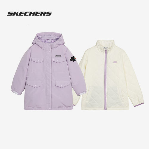 Skechers/斯凯奇正品2021冬季儿童羽绒服夹克两件套L421G116