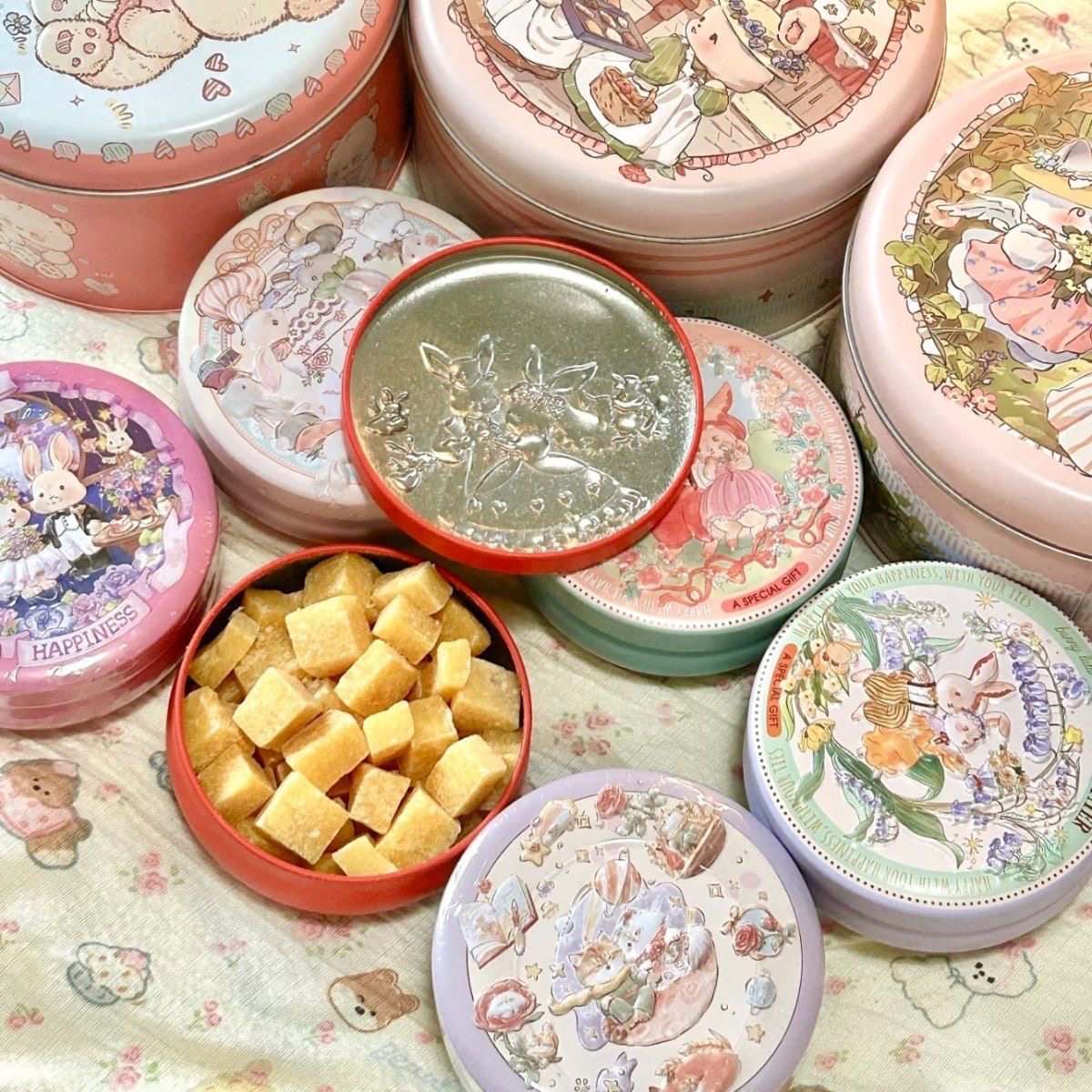 百草梨膏糖正品手工清凉薄荷味雪梨糖果花罐子110g盒