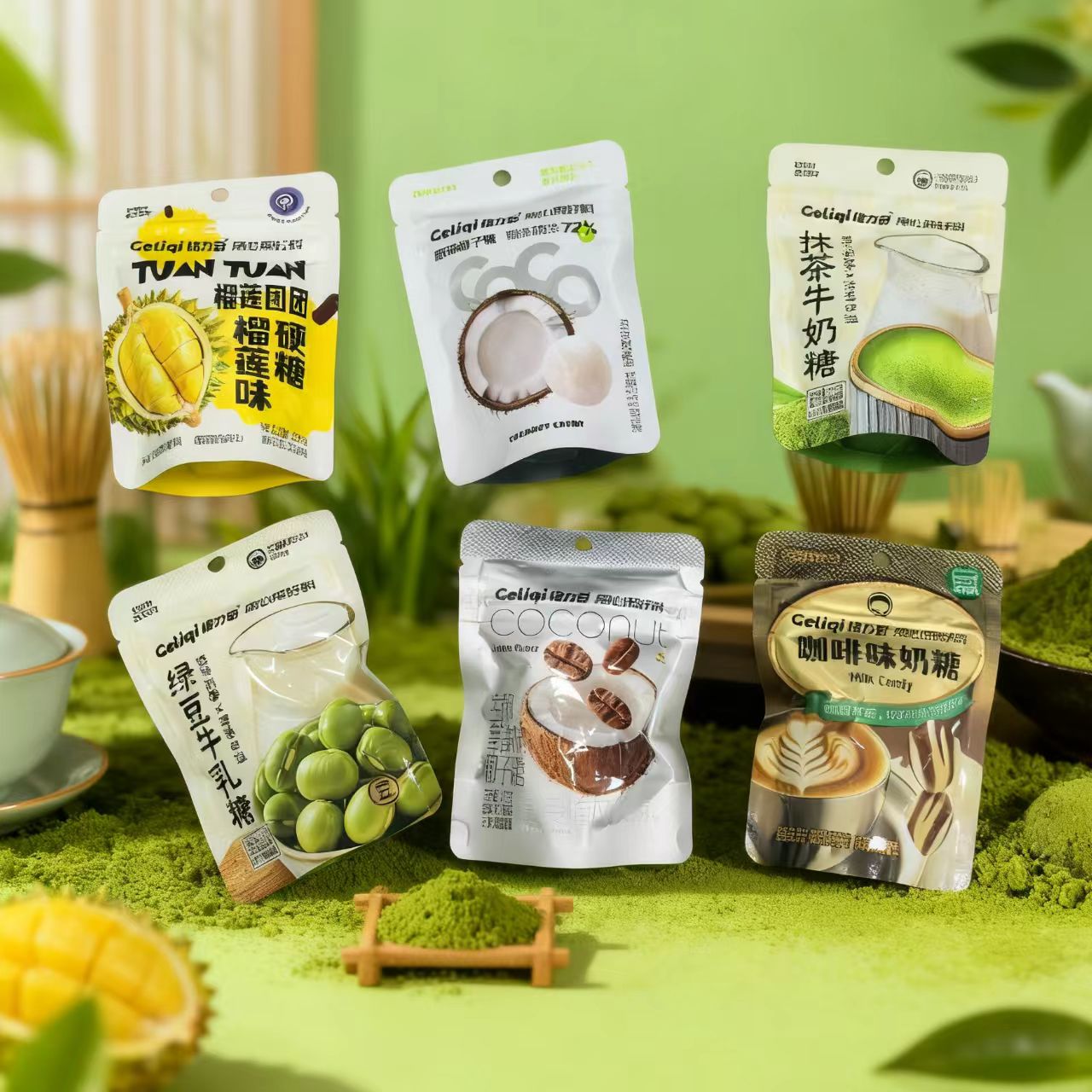 椰子糖袋装生椰拿铁味奶糖硬糖喜糖休闲办公室网红零食品婚庆糖果