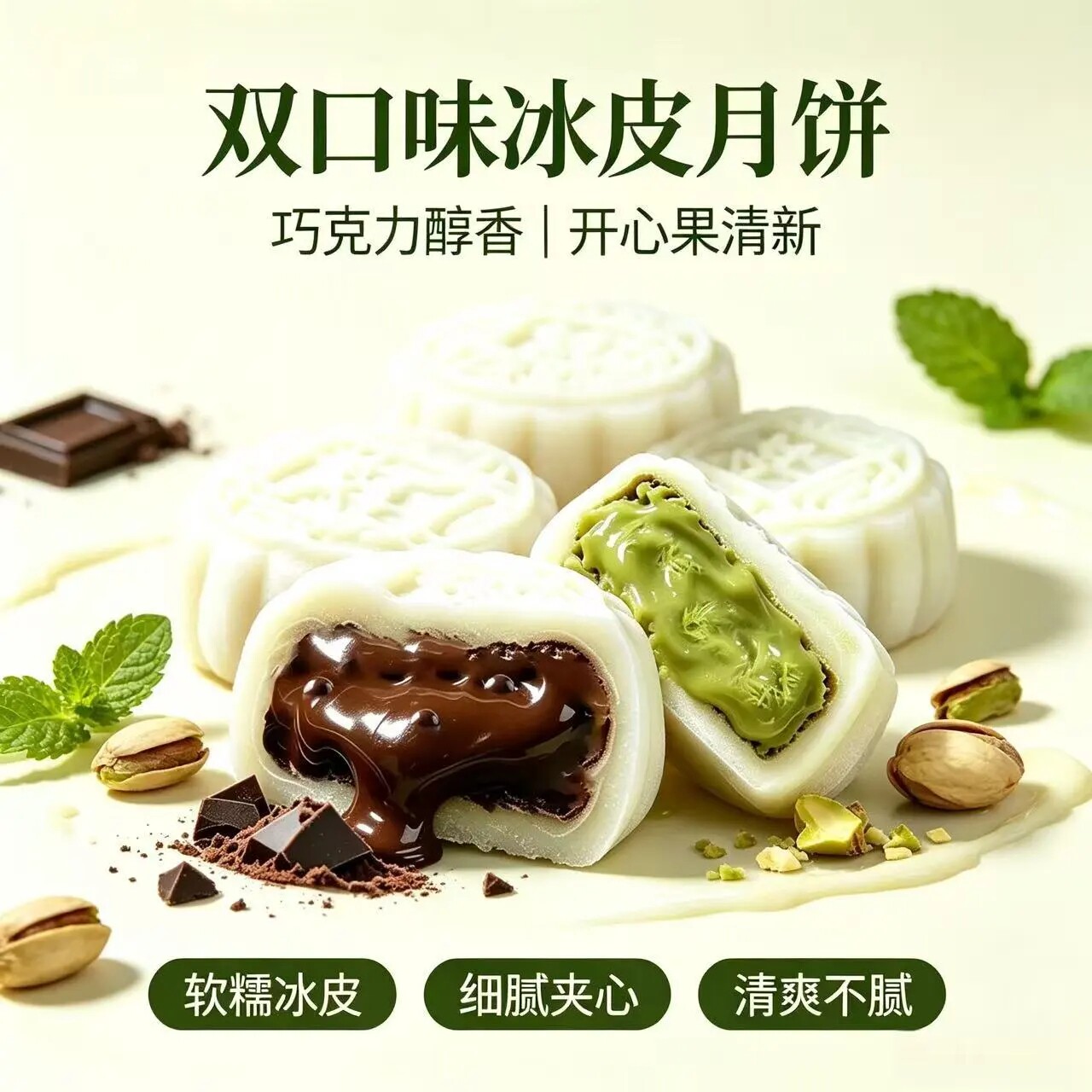 巧克力味冰皮月饼流心水晶糕点心中秋独立小包休闲零食解馋下午茶
