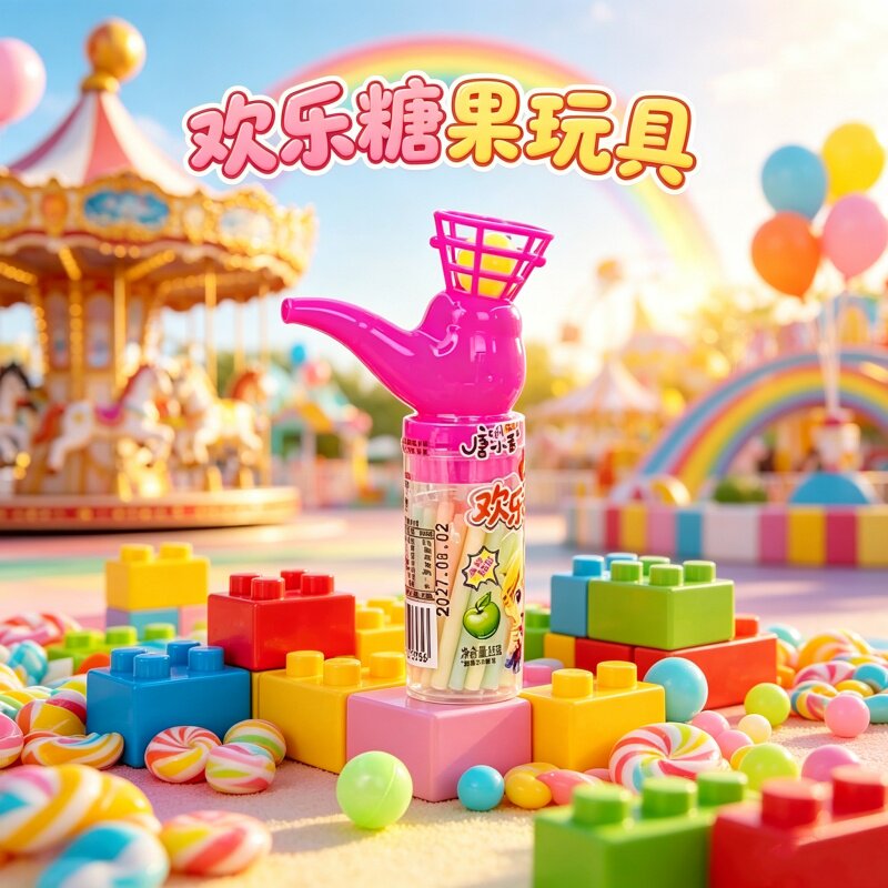 儿童玩具糖果唐小吉欢乐球棒吸管糖果味吸吸棒怀旧零食小朋友分享