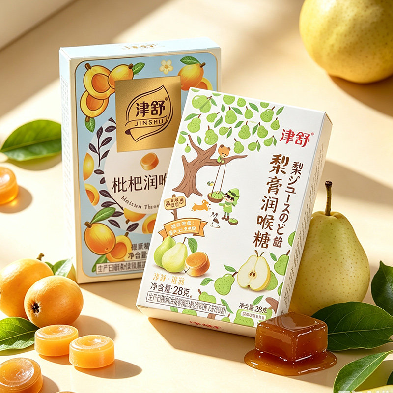 梨膏枇杷味润喉糖笑咪咪津舒果汁薄荷糖含糖型润喉糖硬糖校园解馋