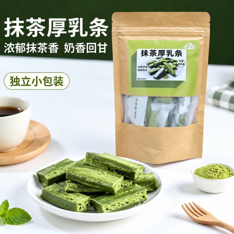 正品抹茶厚乳条绵密口感清新抹茶香办公室解馋小零食充气糖果批发