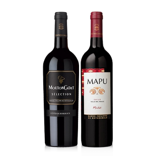 【官方直营】木桐嘉棣精选波尔多丘红葡萄酒+大地梅洛干红葡萄酒