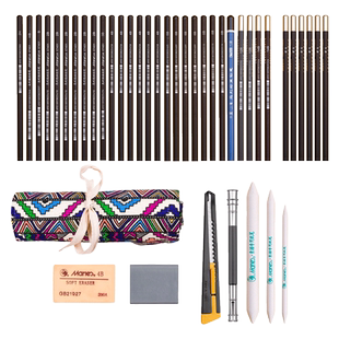 马利牌铅笔素描工具套装初学者入门基础炭笔全套学生用2bH美术生用品4b绘画专业专用画画速写画笔8b马力2比hb