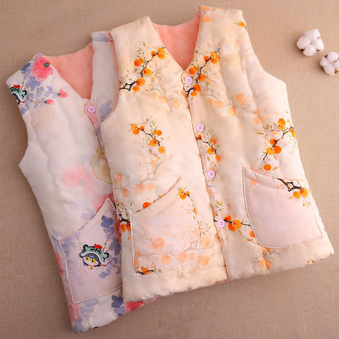 女士棉花手工马甲 妈妈保暖内外穿马夹坎肩 秋冬季成人加厚背心