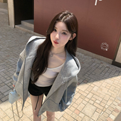 宽松长袖 alex 上衣 灰色开衫 连帽卫衣外套女春秋季 stevens 25新款