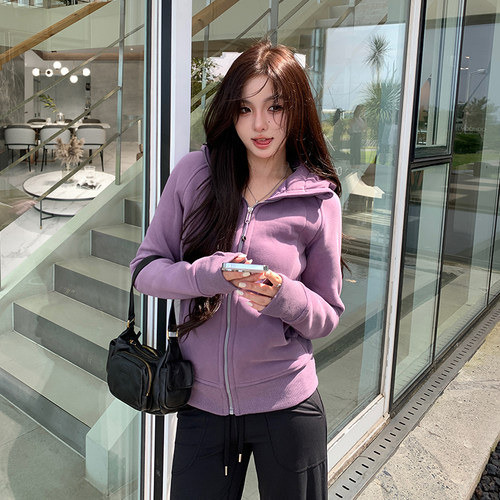 加绒瑜伽卫衣lulu外套女修身
