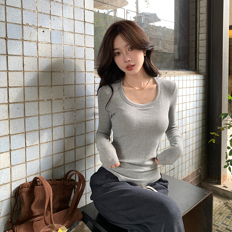 超好看的带胸垫德绒打底衫女内搭