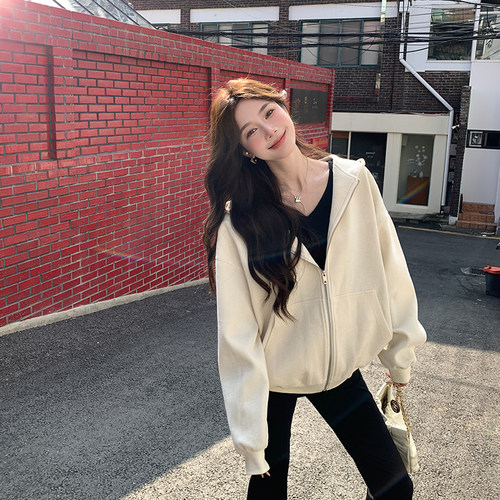 连帽拉链开衫秋冬加厚上衣