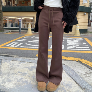 bf慵懒风高腰休闲裤 alex 女春秋季 抽绳运动卫裤 子 stevens微喇叭裤