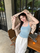 alex ins上衣 无袖 stevens浅蓝色吊带背心女内搭夏季 辣妹外穿修身