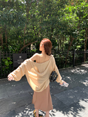 罩衫 alex 上衣 毛衣外套女春秋季 长袖 stevens 杏色宽松针织开衫