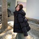 alex stevens超好看黑色短款 羽绒服女冬白鸭绒面包服连帽加厚外套