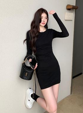 alex stevens性感紧身连衣裙女春秋季纯欲风修身短裙显瘦包臀裙子