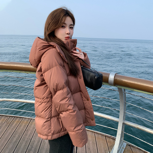 羽绒服女冬季 连帽短款 加厚宽松面包服90白鸭绒外套 stevens alex