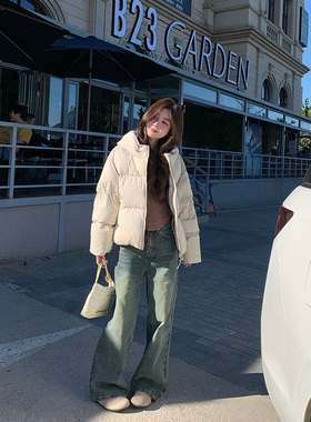 alex stevens阔腿牛仔裤女春秋季复古蓝色显瘦直筒拖地裤子