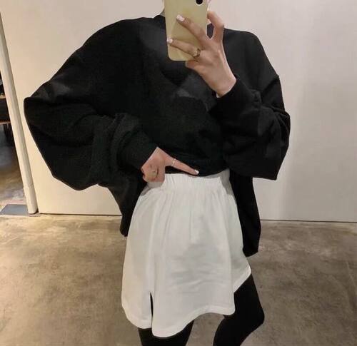 叠穿神器小屁帘卫衣打底半身裙遮屁股内搭26春夏遮胯小白裙纯棉女