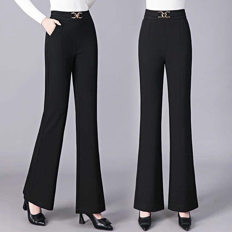 微喇裤女2025春季新款高腰薄款西装裤休闲直筒裤宽松垂感喇叭裤子