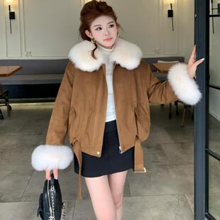 大狐狸毛皮草90白鸭绒内胆派克服2025冬季加绒羽绒服女