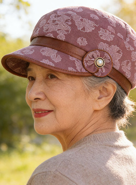 妈妈帽子女春秋天中老年人女士八角帽老人奶奶鸭舌帽包头薄款布帽