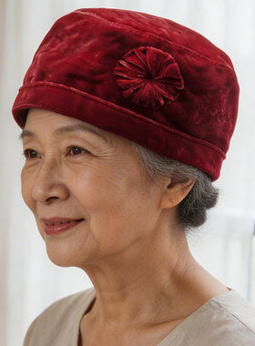 春秋薄款花朵妈妈可折叠保暖帽