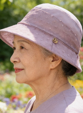 夏季妈妈防晒大檐花朵渔夫帽