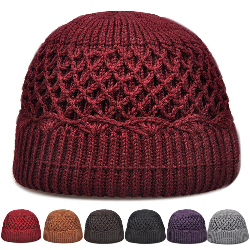 手工秋冬天双层奶奶婆婆毛线帽