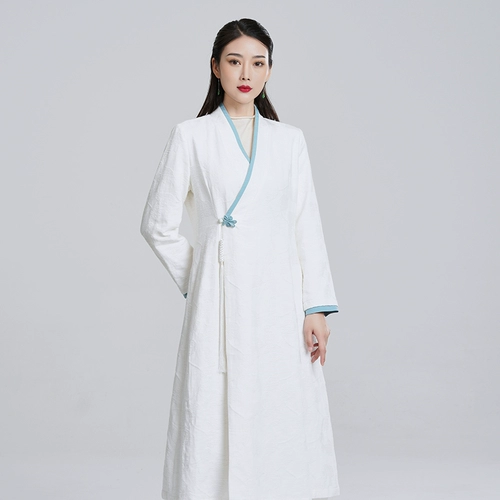 Ханьфу, ретро платье, весенняя куртка, из хлопка и льна, китайский стиль