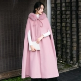 素飞 Ханьфу, плащ, шерстяная длинная весенняя куртка с капюшоном, китайский стиль