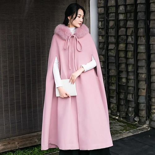 素飞 Ханьфу, плащ, шерстяная длинная весенняя куртка с капюшоном, китайский стиль