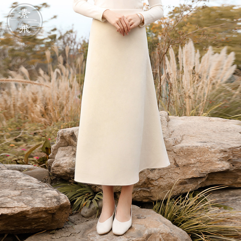 素飞中国风复古文艺半身裙女修身显瘦日常百搭A子版加厚毛呢裙子|ruв категории Женская одежда, юбка - от Buy2taobao.com для оказания профессиональной услуги покупки агента Taobao