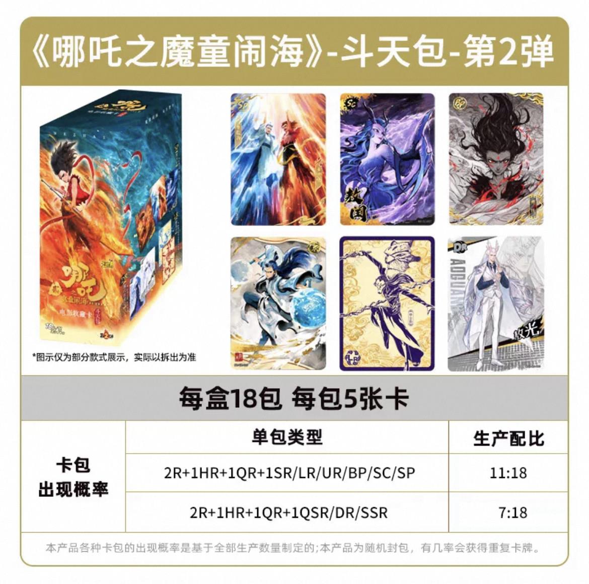 。哪吒之魔童闹海卡片整盒斗天包卡牌盲盒电影封神榜周边新品
