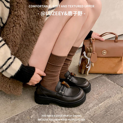 JK小皮鞋英伦复古风粗跟女单鞋子