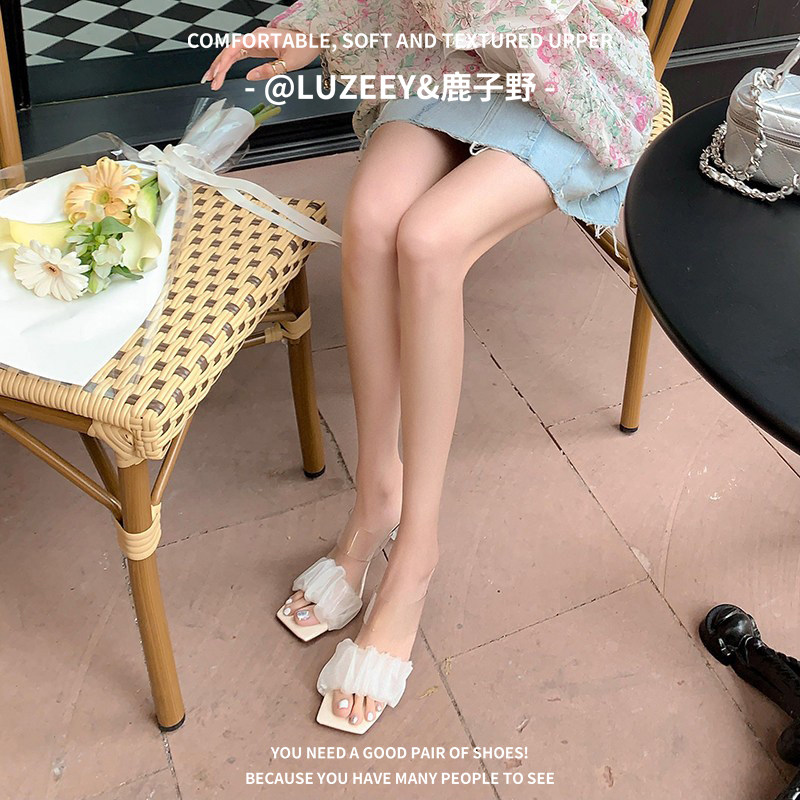 时尚百搭露趾凉鞋女配裙子凉拖鞋