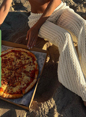 WEEKEEP 度假风慵懒百搭纯色针织薄款休闲裤女夏透气直筒居家长裤