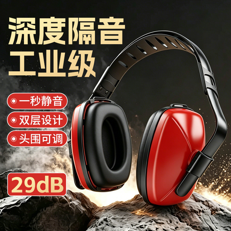 隔音耳罩工业降噪防噪音耳机静音头戴式工地工厂车间深度降噪耳塞