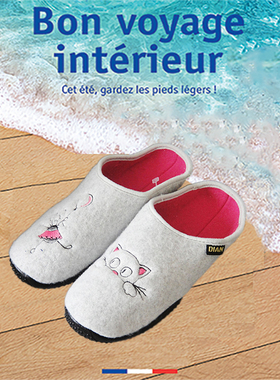 DIAN戴安黛安法国进口秋冬大底柔软防滑舒适棉拖灰色卡通羊毛棉拖