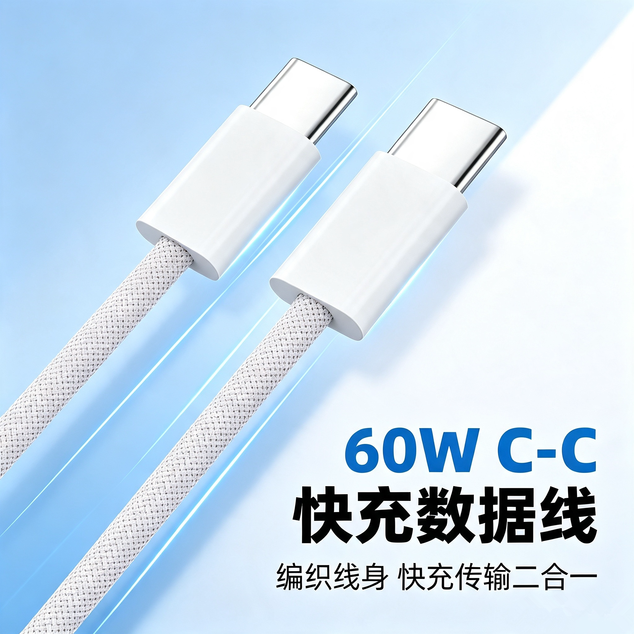 PD60W双Type-C编织快充充电线