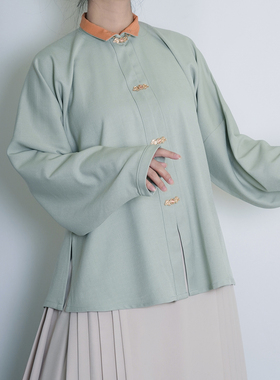 漫春雪汉服【云舒】异色立领弓袋袖琵琶袖明制短衫日常通勤春秋冬