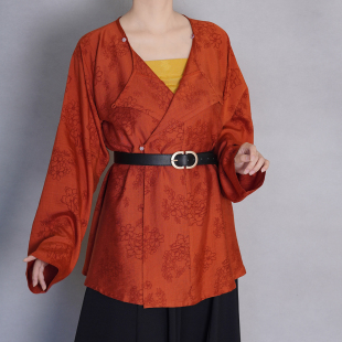 漫春雪汉服 唐制印花圆领衫 通勤日常百搭春夏