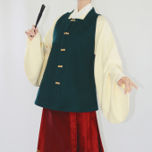 日常通勤百搭春秋冬男女 纯色毛呢明制 国风 方领比甲 漫春雪汉服