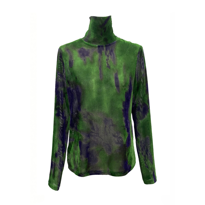 Siego西蔻水墨感植绒网纱料高领打底针织衫64445604