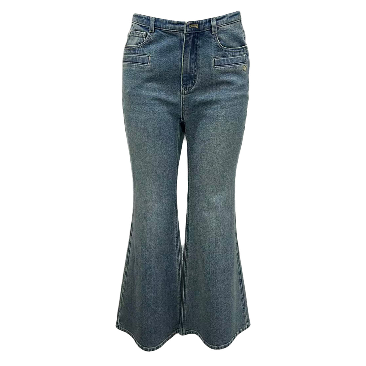 Siego西蔻经典牛仔蓝复古酸洗牛仔摩登喇叭裤64521206