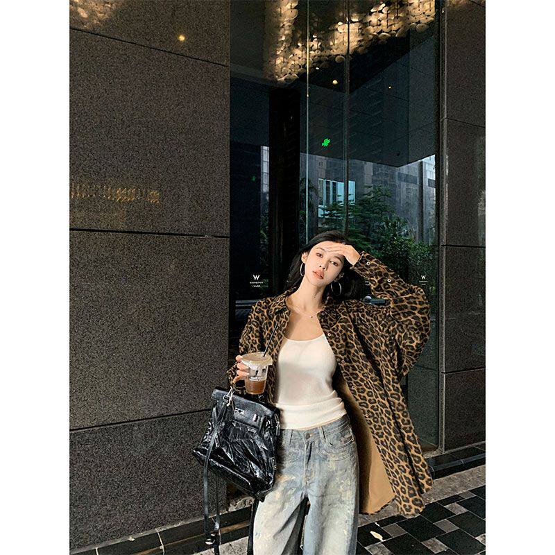 【原版面料版形好手感正】美式豹纹外套女装新款秋季设计感开衫