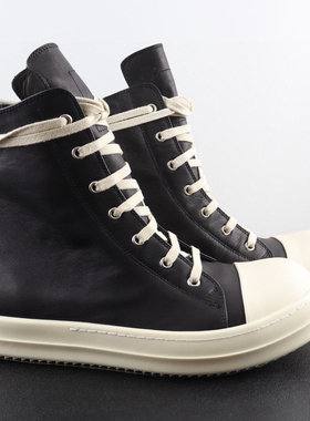 Rick RO鞋子高帮皮面主线新款暗黑先锋设计师厚底百搭黑色潮鞋