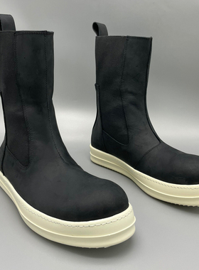 Rick RO靴子切尔西靴子黑色高帮鞋皮面新款主线高帮鞋男女款潮鞋