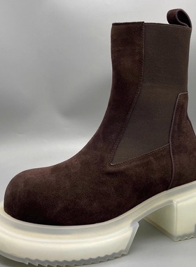 Rick RO靴子切尔西靴棕色厚底灰色靴子暗黑先锋高街头男女高帮鞋